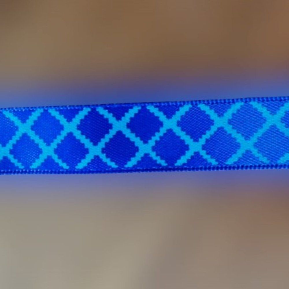 Blue Satin Ribbon with Blue Designs  ****ALL RIBBONS BUY 2 GET 1 FREE DEAL****